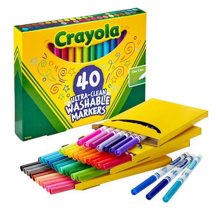 Crayola Crayola Ultra-Clean Fine Line Washable Markers, Assorted, PK40 5878-61